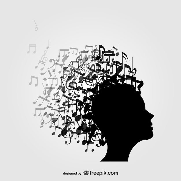 Perfil con notas musicales