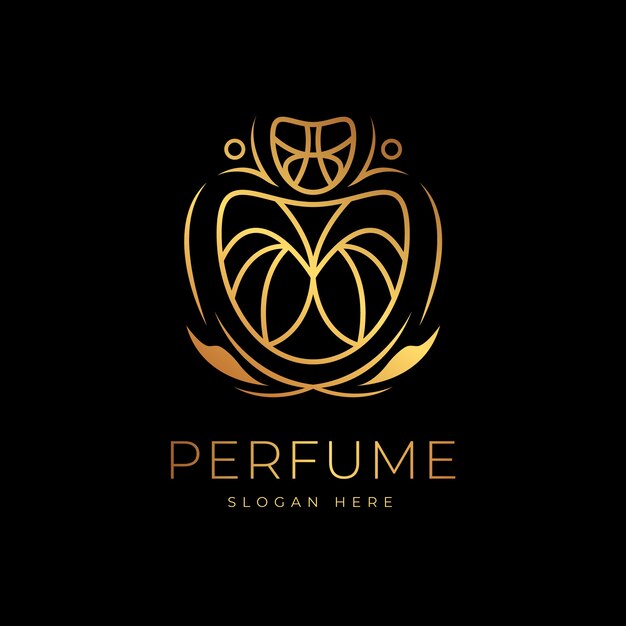 Perfume logo lujo dorado diseño