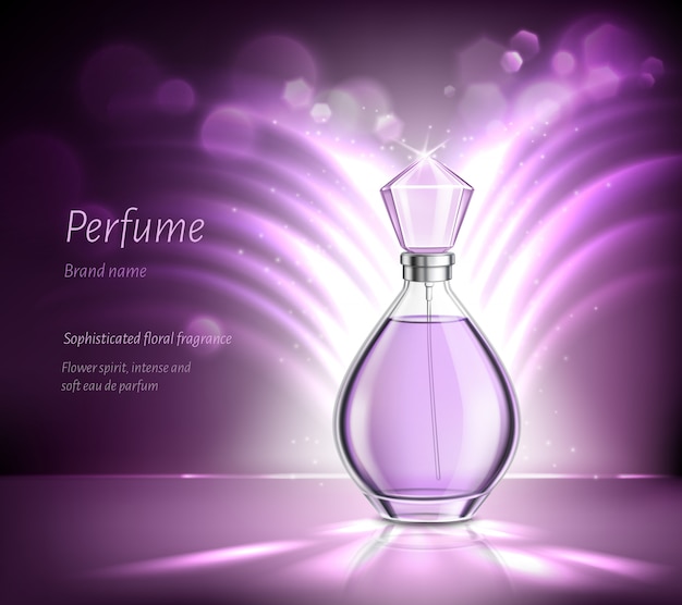 Vector gratuito perfume producto publicidad composición realista