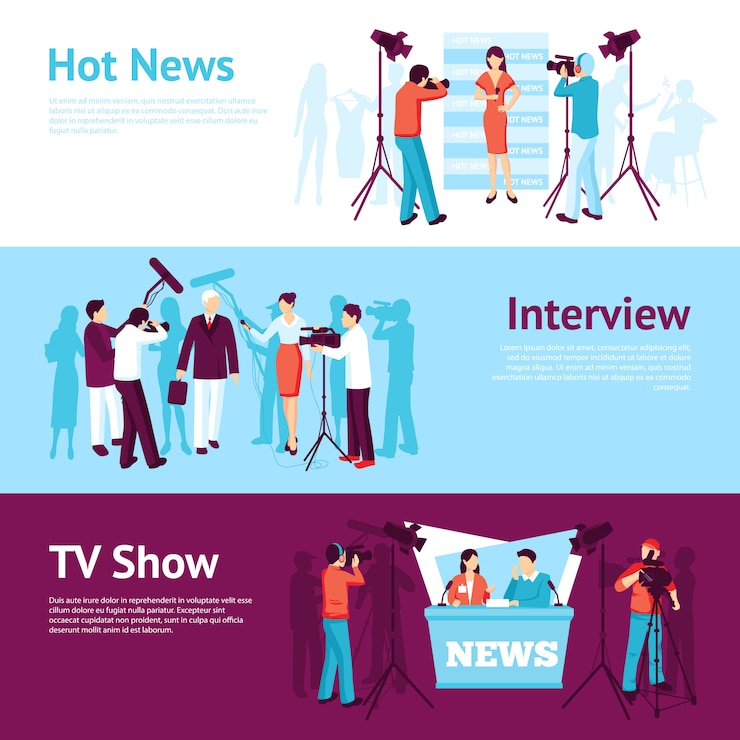 Vector gratuito periodista news pressman banner set