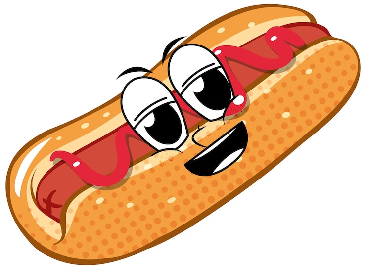 Vector gratuito perrito caliente con cara feliz