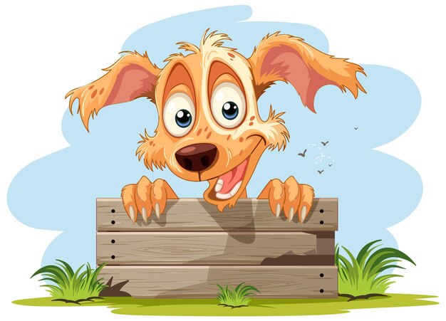 Un perro alegre espiando por encima de la valla