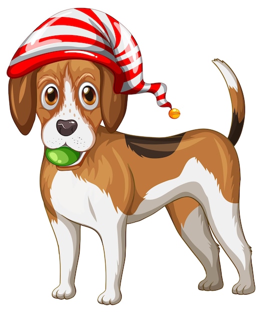 Perro beagle con sombrero de navidad