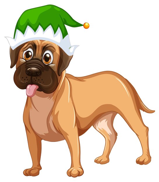 Perro Boxer con sombrero de Navidad