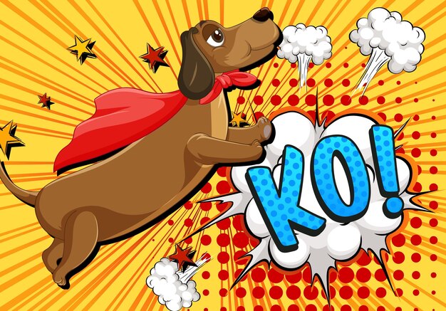 Perro con capa roja volando