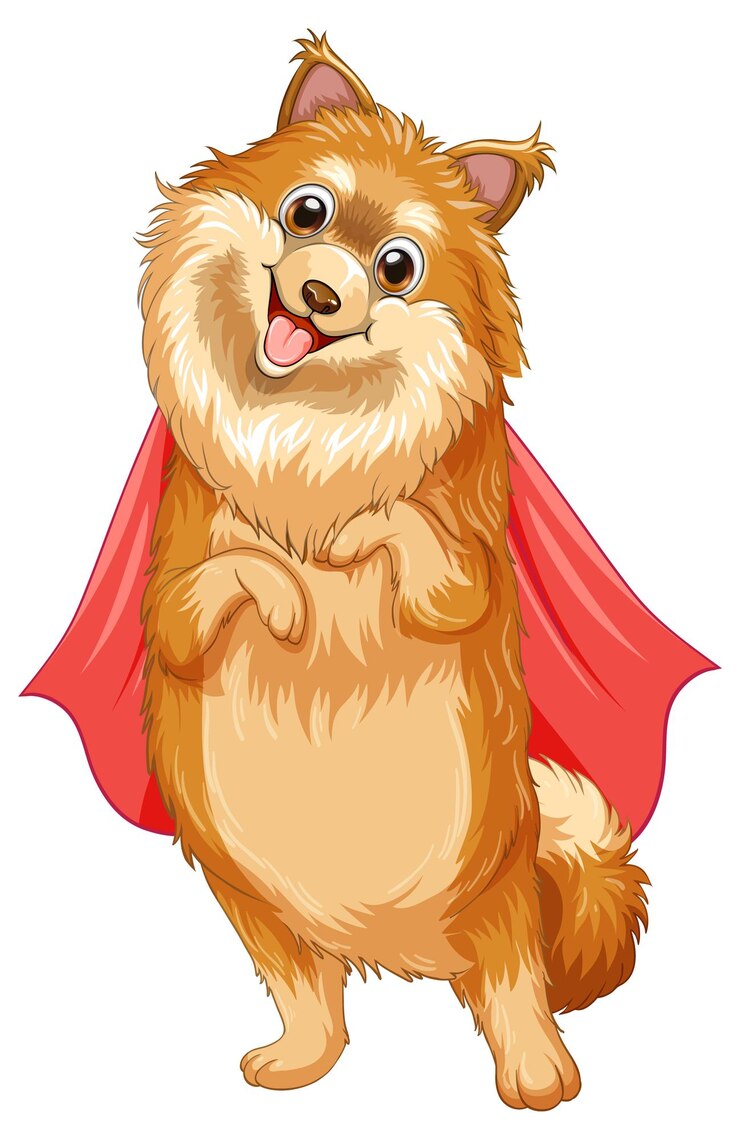Vector gratuito perro con capa roja volando