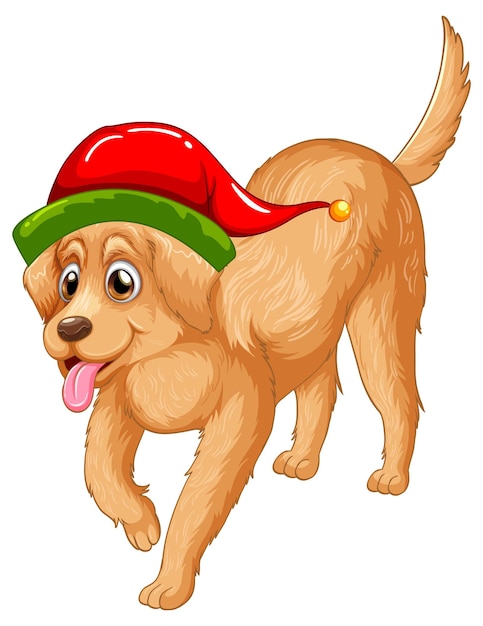 Perro golden retriever con sombrero de Navidad