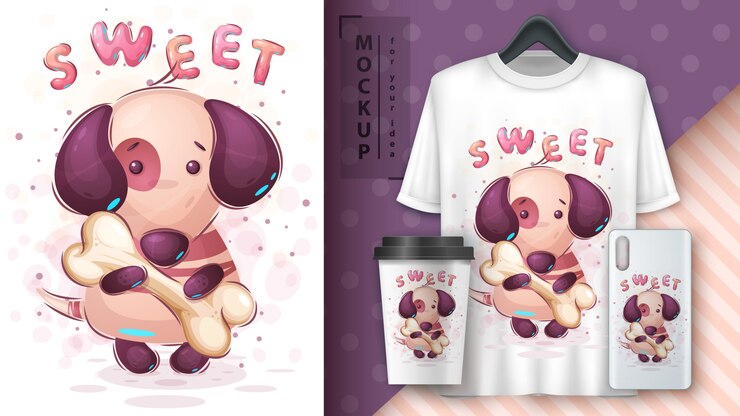 Vector gratuito perro con merchandising óseo