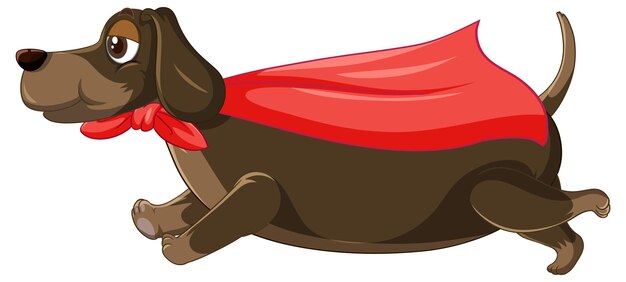 Un perro superhéroe sobre fondo blanco.
