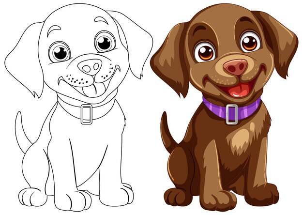 Perros de dibujos animados alegres sonriendo juntos