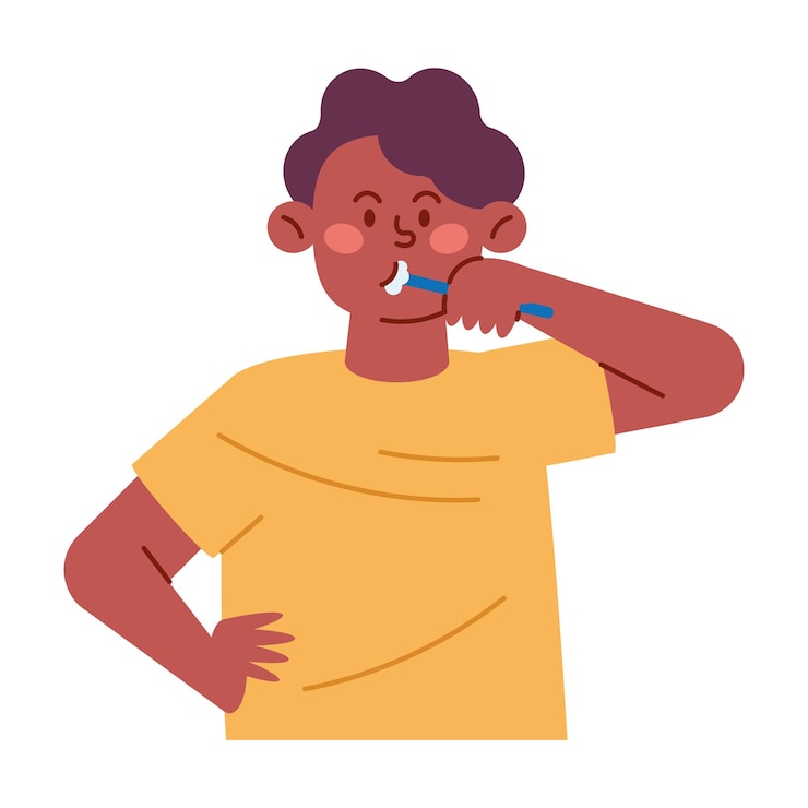 Vector gratuito persona cepillándose los dientes para la salud