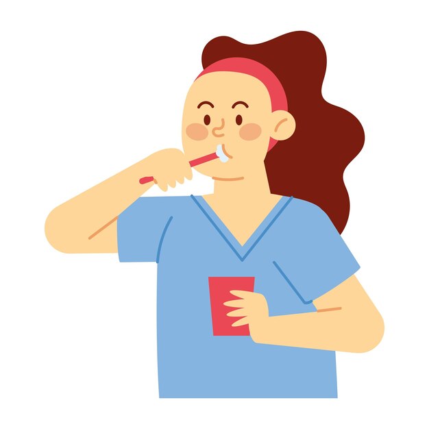 persona cepillándose los dientes con una taza