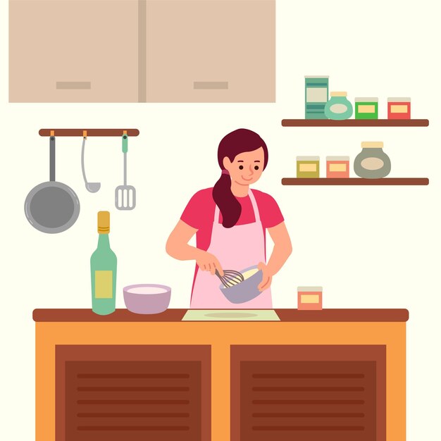 Persona cocinando ilustración