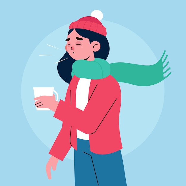 Una persona con un concepto frio