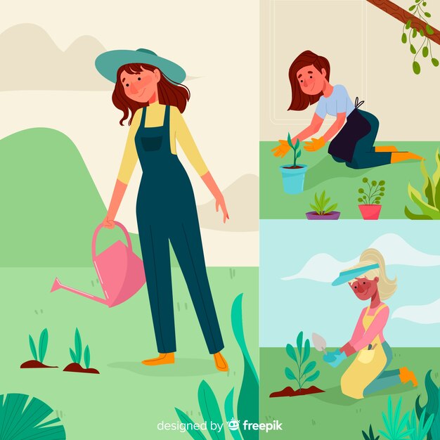 Persona cuidando de las plantas