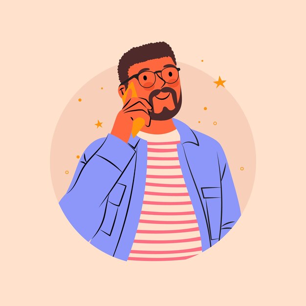 Persona dibujada a mano hablando por teléfono ilustración