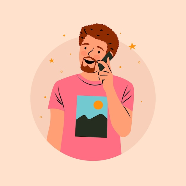 Vector gratuito persona dibujada a mano hablando por teléfono ilustración