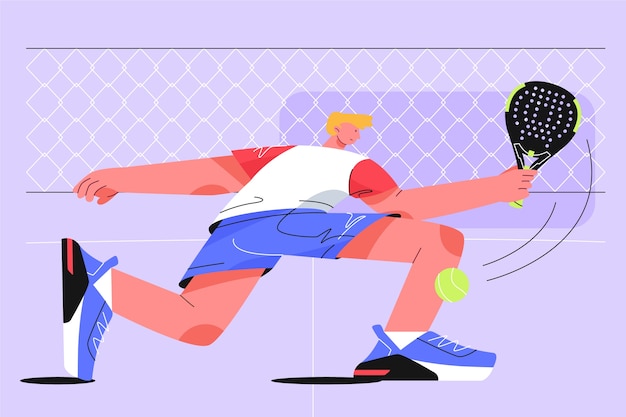 Persona dibujada a mano jugando padel ilustración