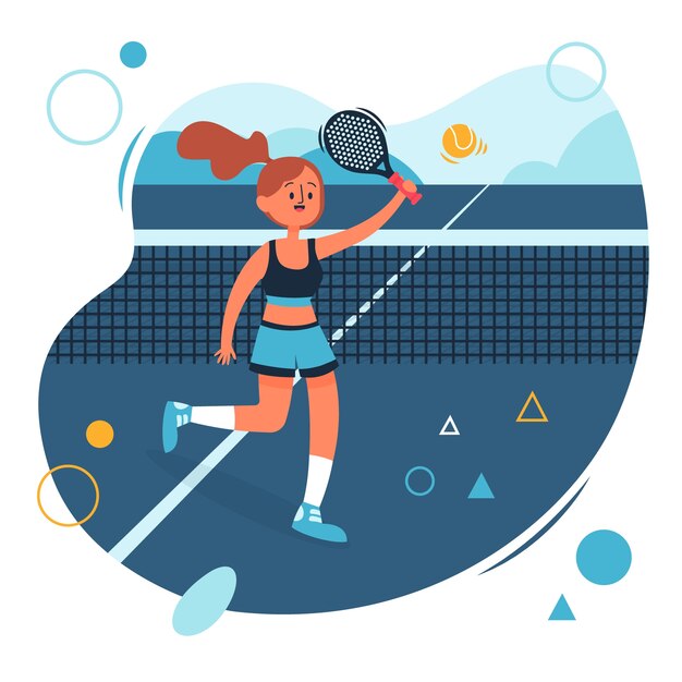Persona dibujada a mano jugando padel ilustración
