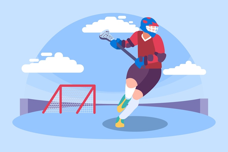Vector gratuito persona de diseño plano jugando lacrosse