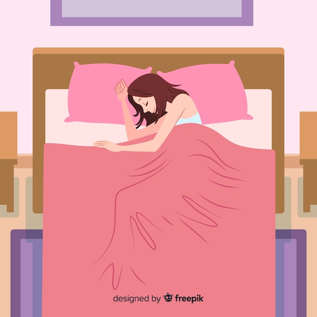 Persona durmiendo en cama en estilo flat