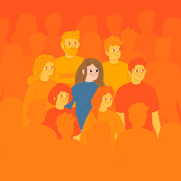 Vector gratuito persona enojada en multitud