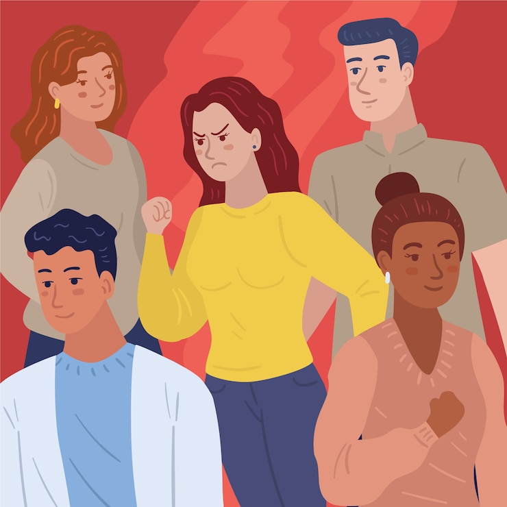 Vector gratuito persona enojada en multitud