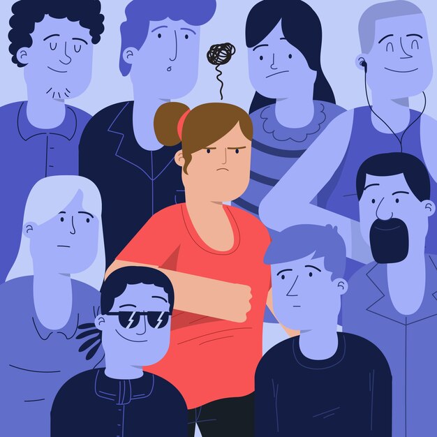Persona enojada en multitud