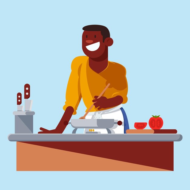Persona feliz cocinando ilustración