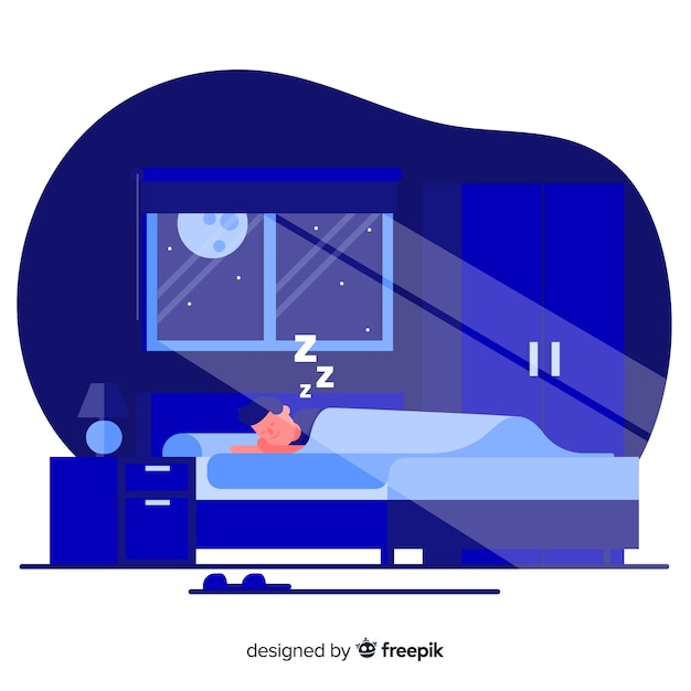 Vector gratuito persona flat durmiendo en cama