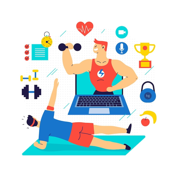 Vector gratuito persona haciendo ejercicio con entrenador personal en línea