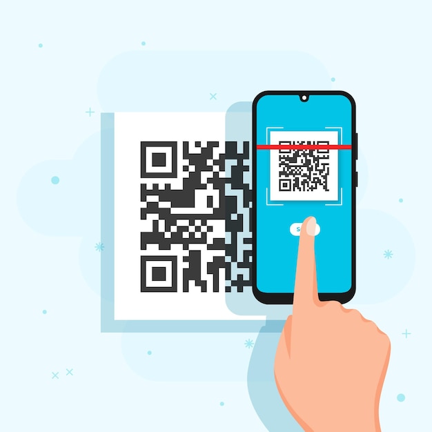 Persona ilustrada escaneando un código qr con un teléfono inteligente