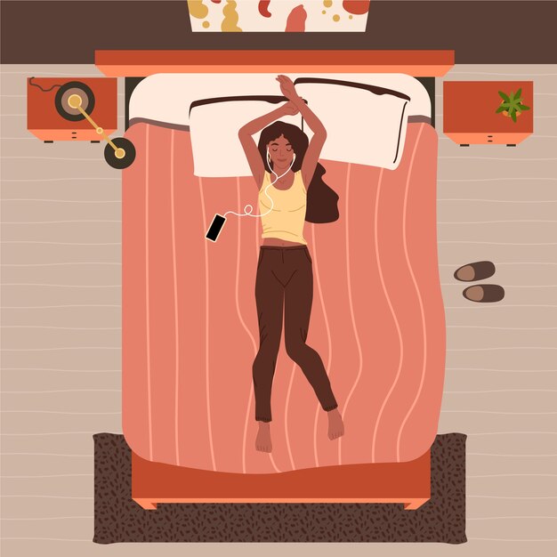 Persona ilustrada que se relaja en casa