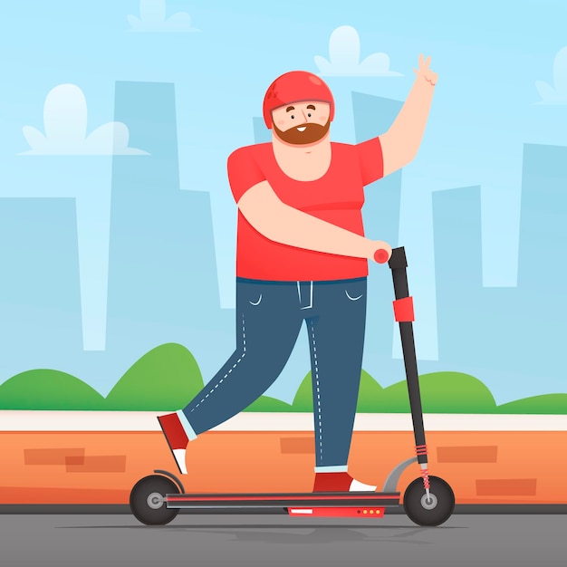 Vector gratuito persona ilustrada utilizando el método de transporte eléctrico.