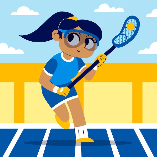 Persona jugando lacrosse ilustrada