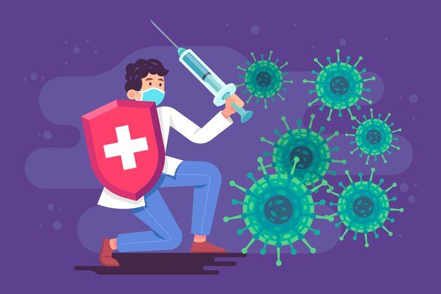 Persona luchando contra la ilustración del virus