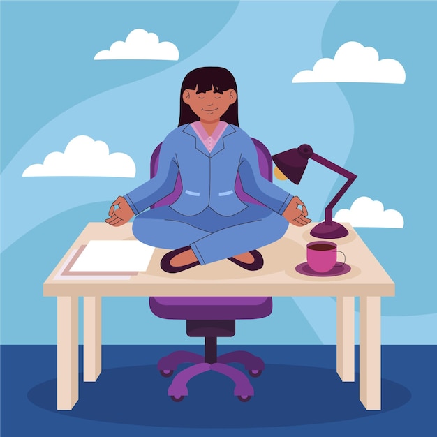 Vector gratuito persona de negocios ilustrada meditando