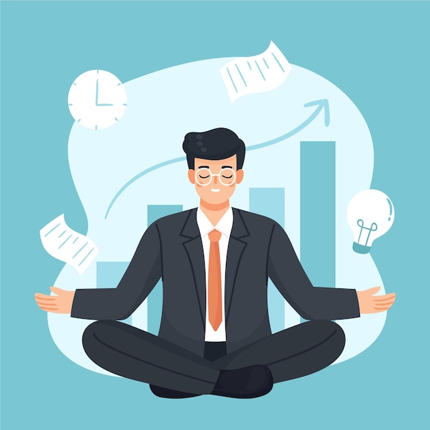 Vector gratuito persona de negocios ilustrada meditando