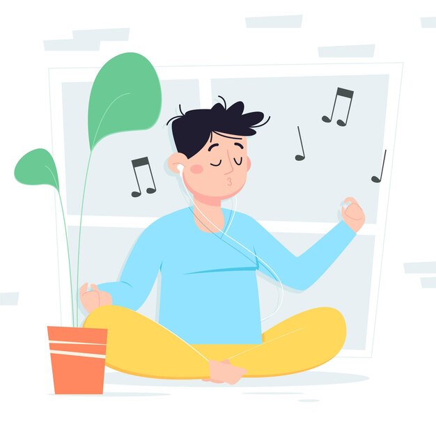 Persona plana orgánica meditando pacíficamente