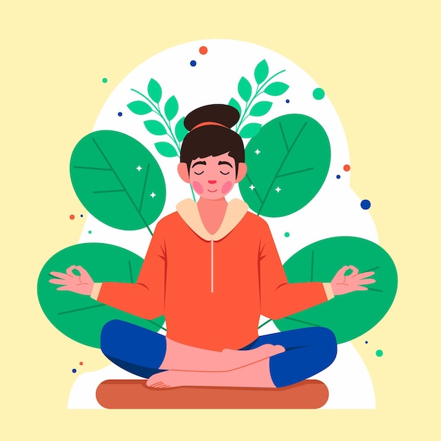 Vector gratuito persona plana orgánica meditando pacíficamente