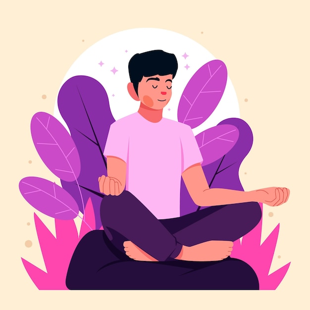 Vector gratuito persona plana orgánica meditando pacíficamente