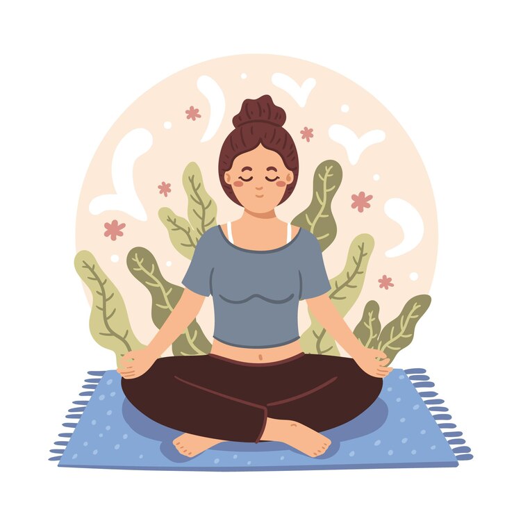 Vector gratuito persona plana orgánica meditando en posición de loto