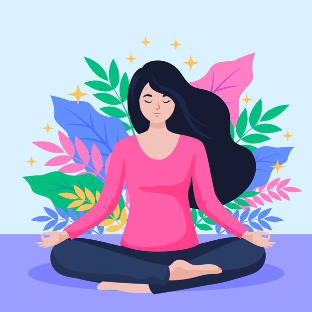 Persona plana orgánica meditando en posición de loto