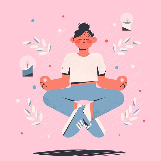 Persona plana orgánica meditando
