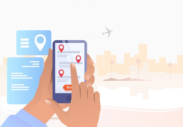 Persona que compra boletos en el sitio web de viajes