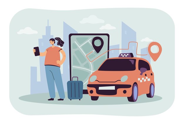 Persona que pide taxi al aeropuerto en línea