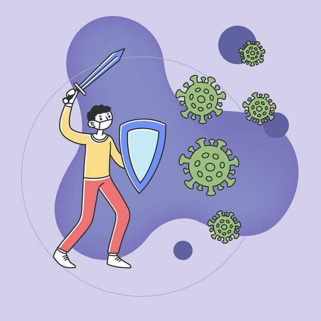 Persona que protege contra el virus