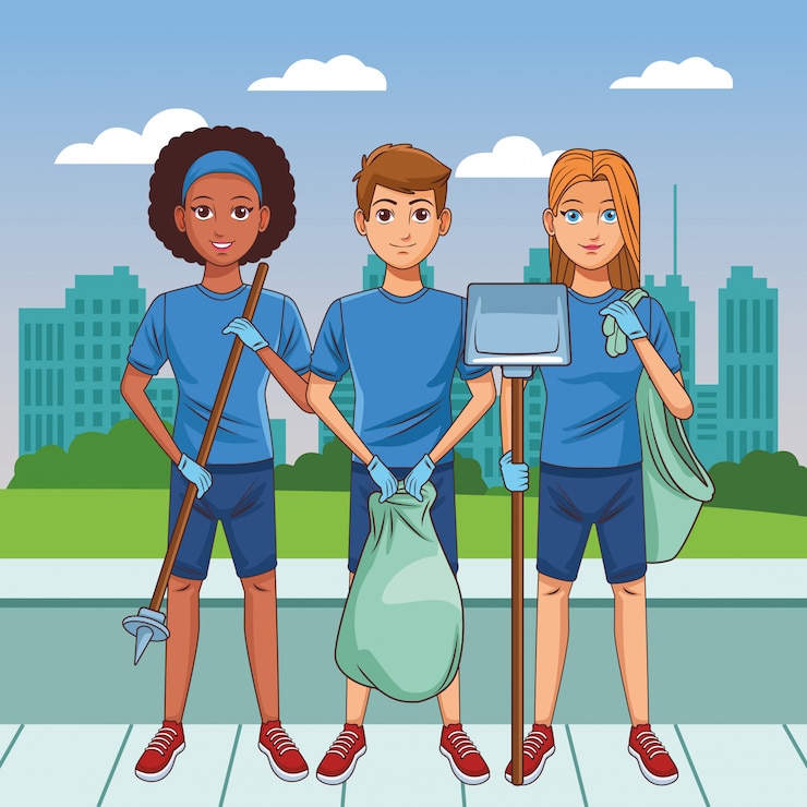 Vector gratuito persona de servicio de limpieza avatar personaje de dibujos animados
