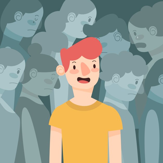 Persona sonriente en concepto de multitud para ilustración