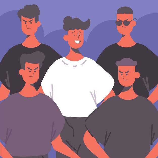 Persona sonriente en concepto de multitud